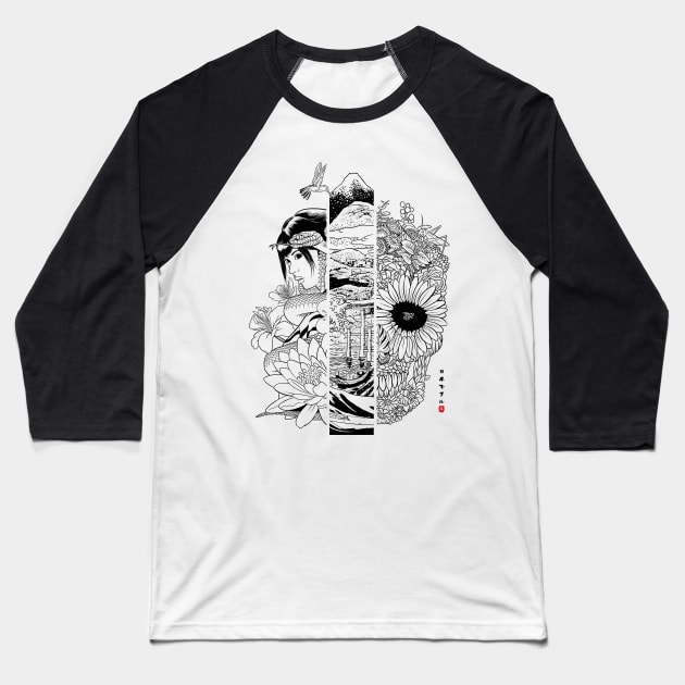 Japanese Culture Baseball T-Shirt by albertocubatas